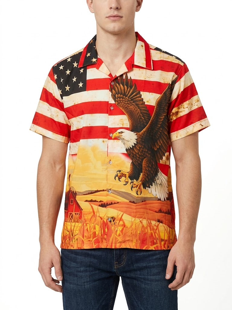Camisas Hawaianas Poly Print EE. UU. ÁGUILA