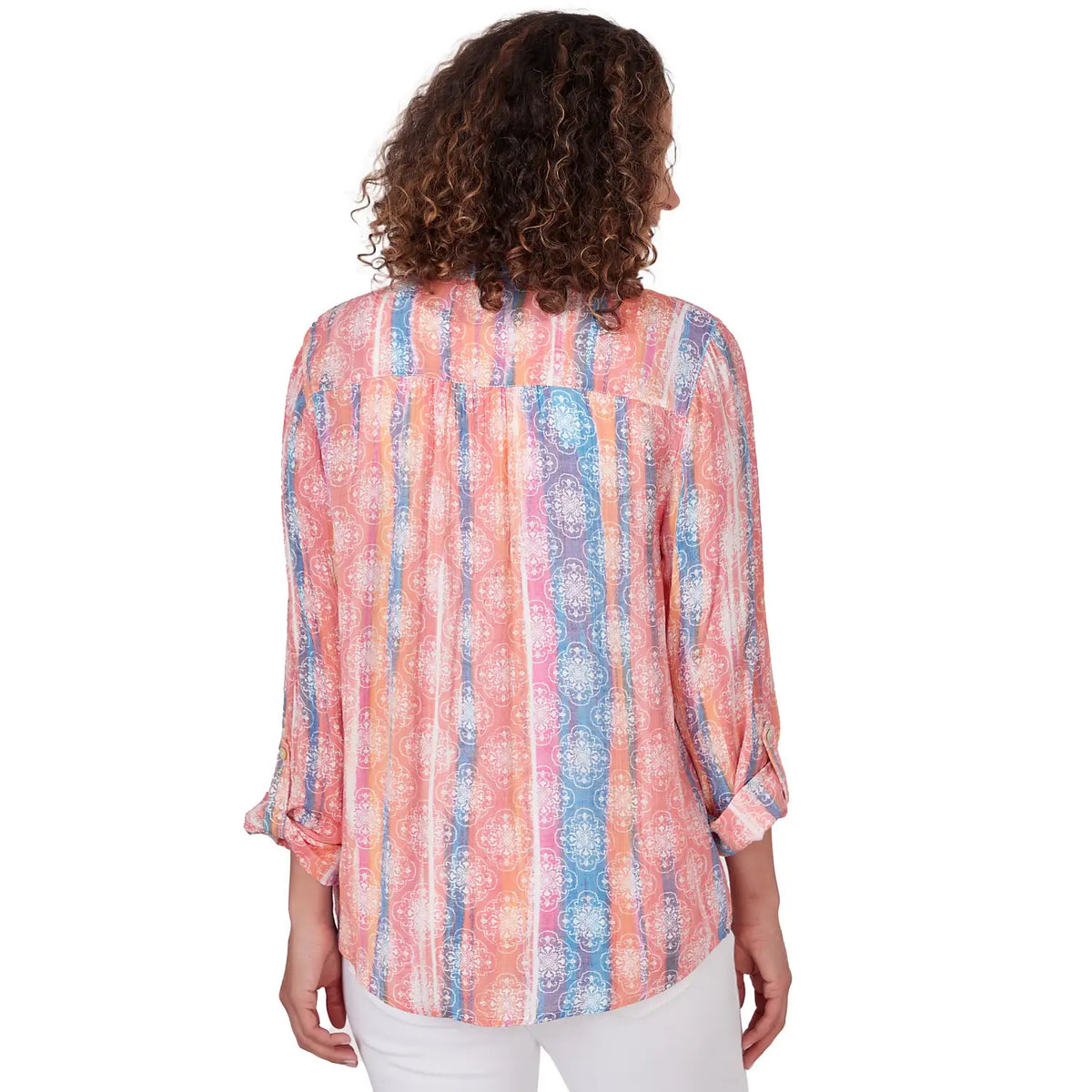 Top delantero abotonado de rayas tejidas en multicolor de loros - Ruby Rd