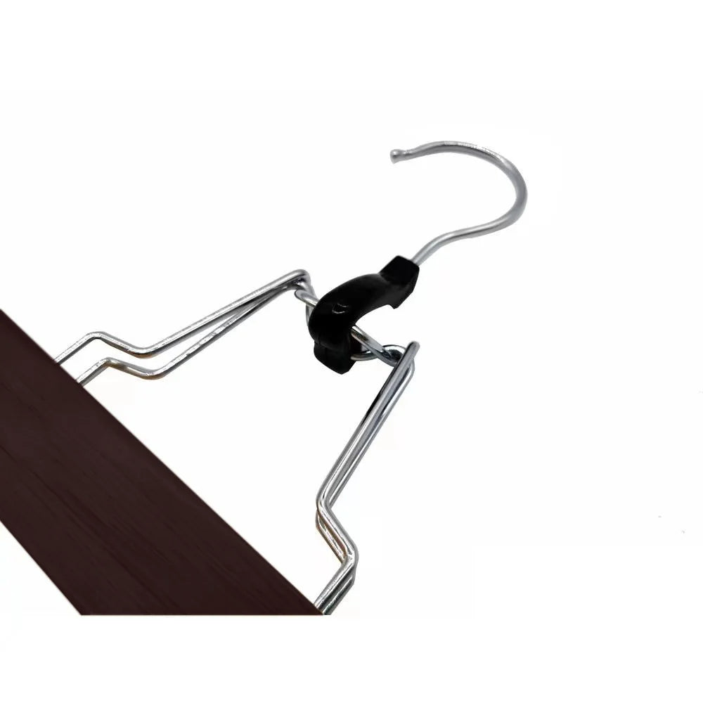Nogal Oscuro - Juego de 6 Perchas de Pinza para Pantalones
