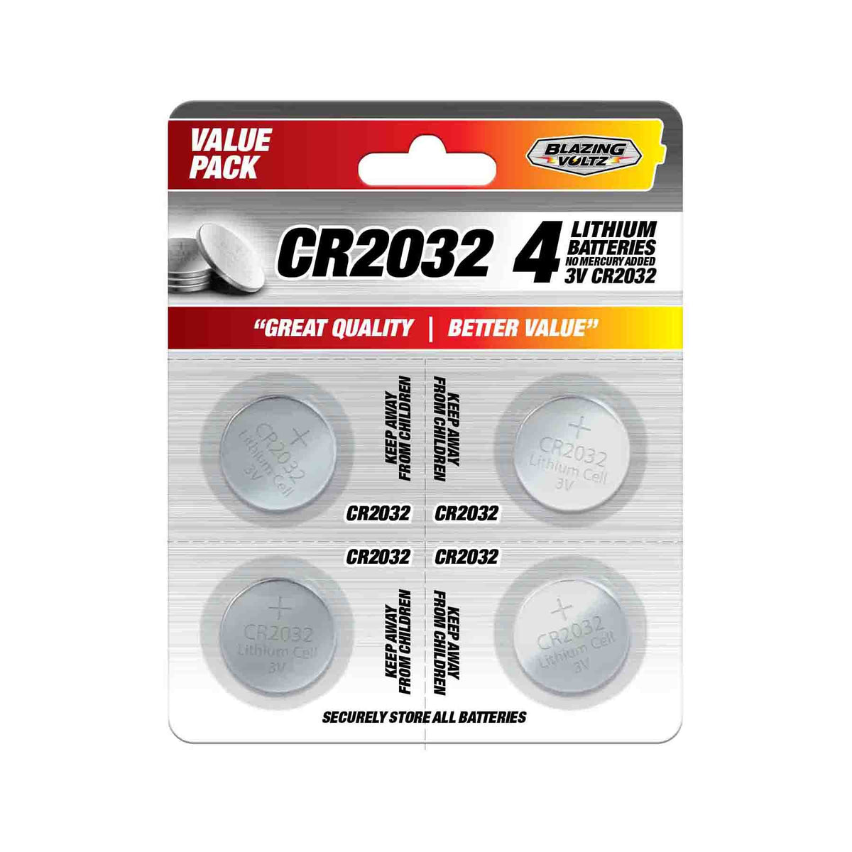 CR2032 4pk , Lithium