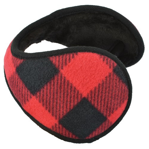 CUBREOREJAS ENVOLVENTE CON ESTAMPADO DE CUADROS BÚFALO ROJO/NEGRO