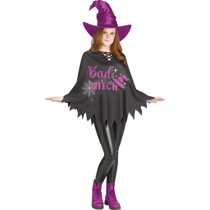 Poncho Bruja Malvada/Negro - Adulto