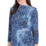 Camiseta Hatchi Floral Teñido Anudado Índigo - Ruby Rd