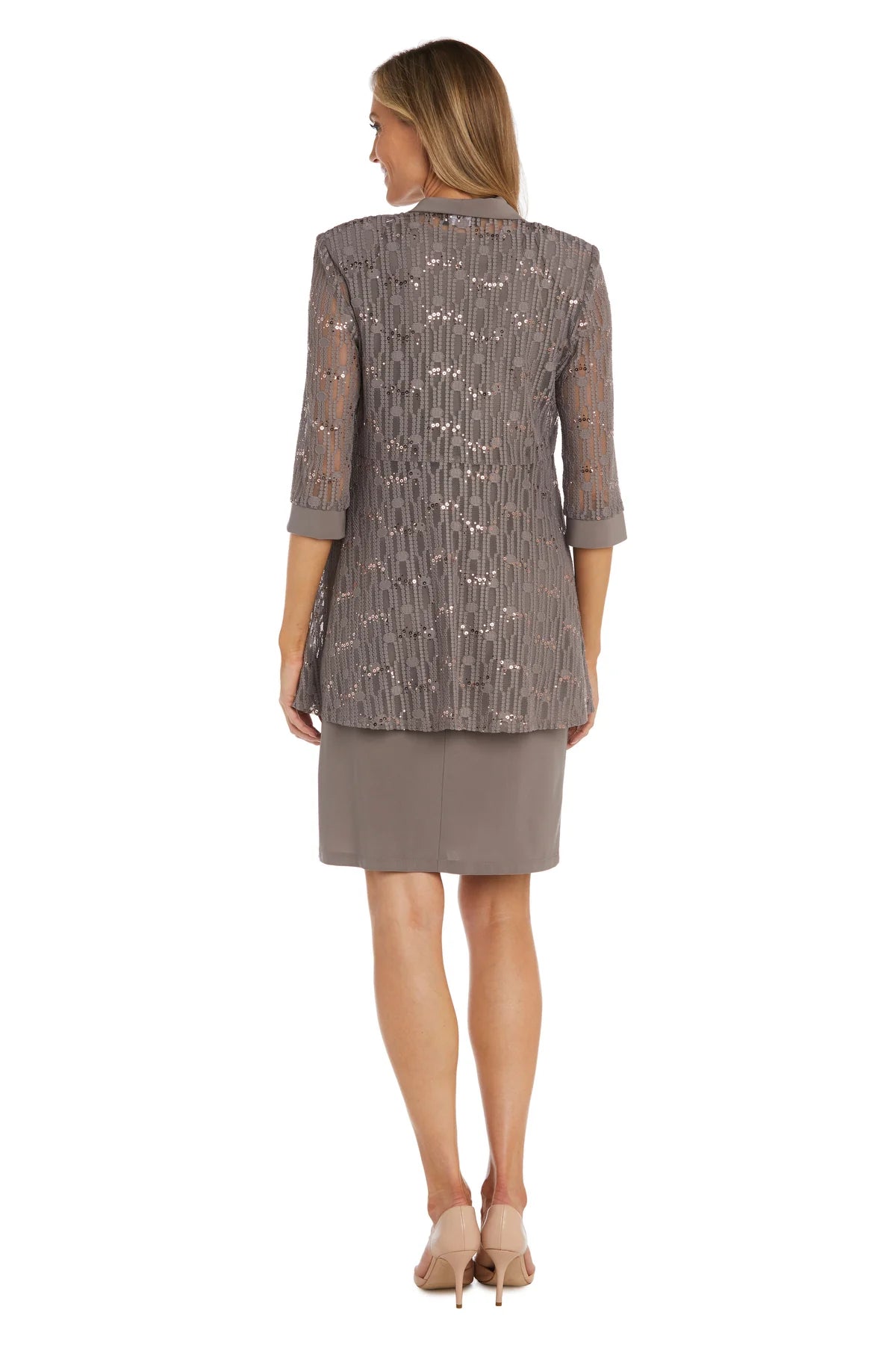 Chaqueta Vestido con Patrón de Malla de Círculos - RM Richards