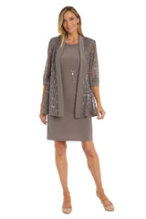 Chaqueta Vestido con Patrón de Malla de Círculos - RM Richards