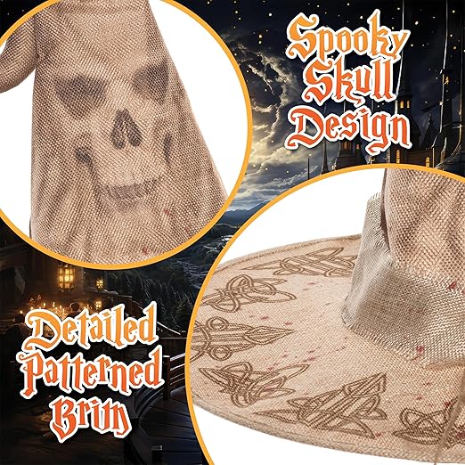 Sombrero de brujo/bruja con estampado de calavera