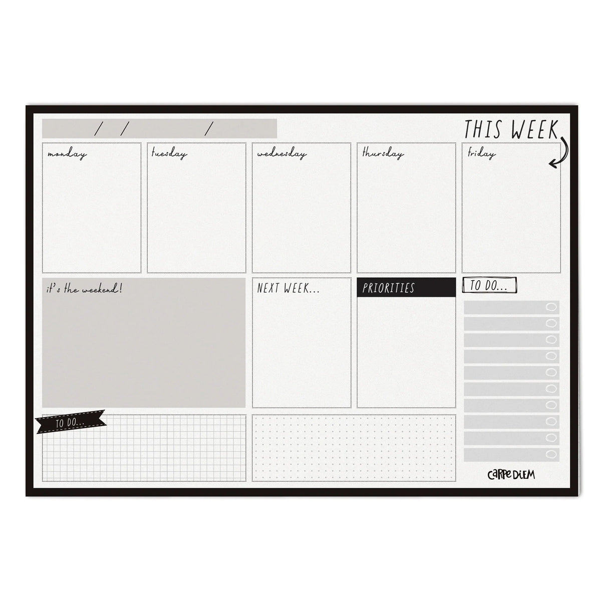 Weekly Planner Pad Black