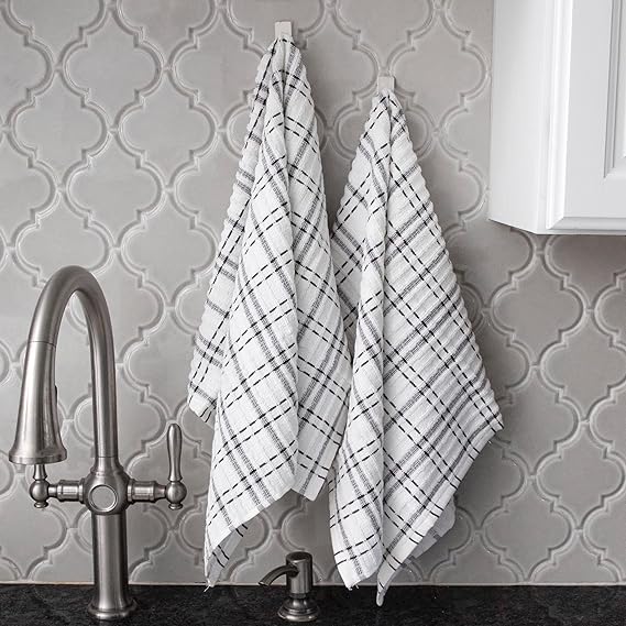 Check Kitchen Towel Graphite 18 x 28