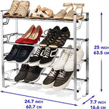 4-Tier Slide & Adjust Shoe Rack - All Crome L 27X W 7.3/4 X H 25