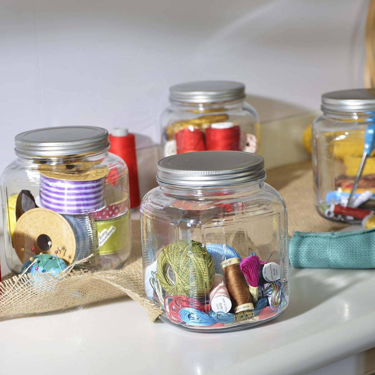 1 gal. Cracker Jar with/Brushed Metal Lid Clear