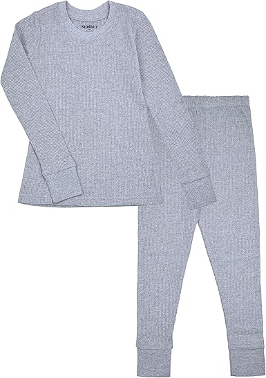Juego de 2 piezas térmicas de color gris jaspeado para niña