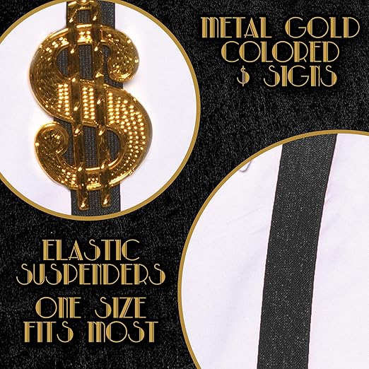 Tirantes con signo de dólar dorado