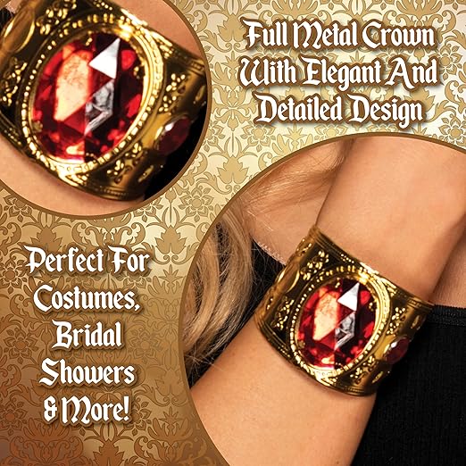Pulsera de metal dorado con joya roja