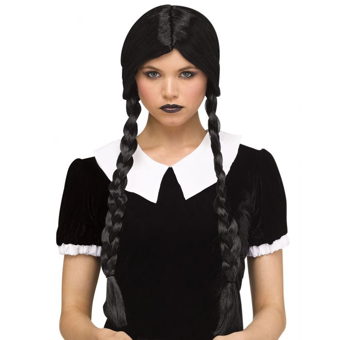 Peluca de trenzas negras clásicas