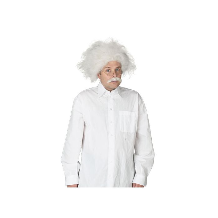 Peluca y bigote de científico