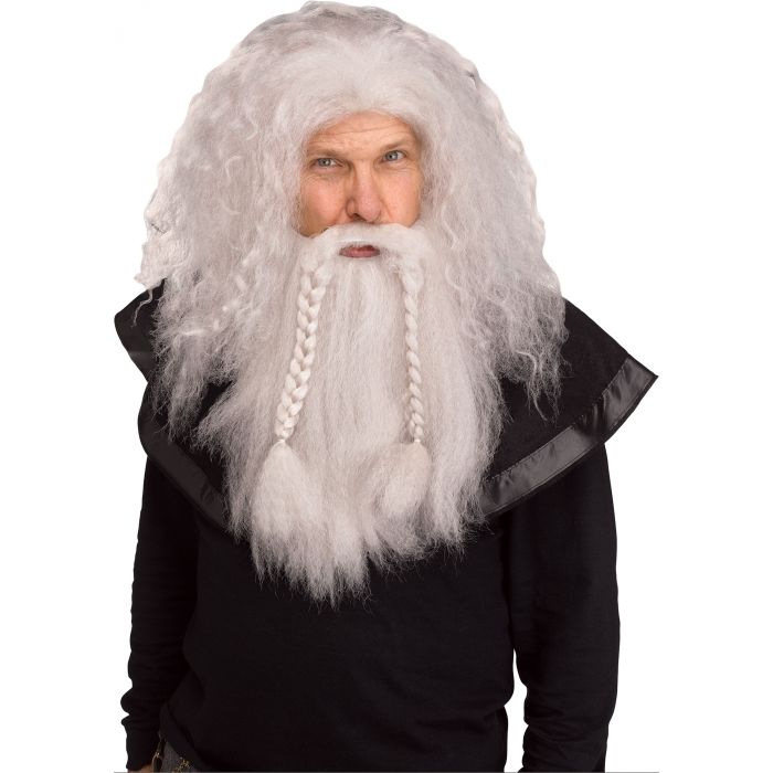 Peluca y Barba de Vikingo Gris