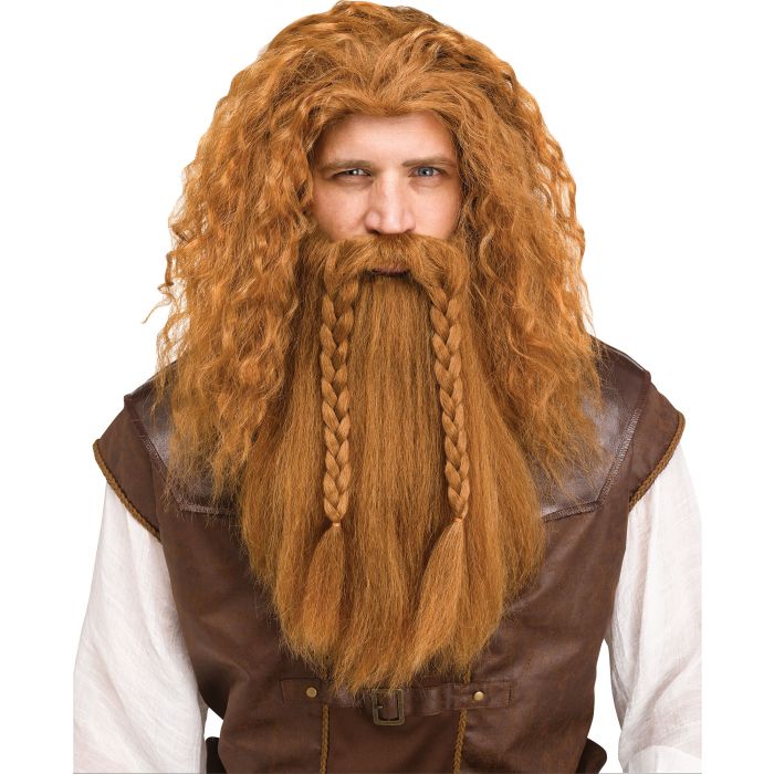 Peluca y Barba de Vikingo Rojas