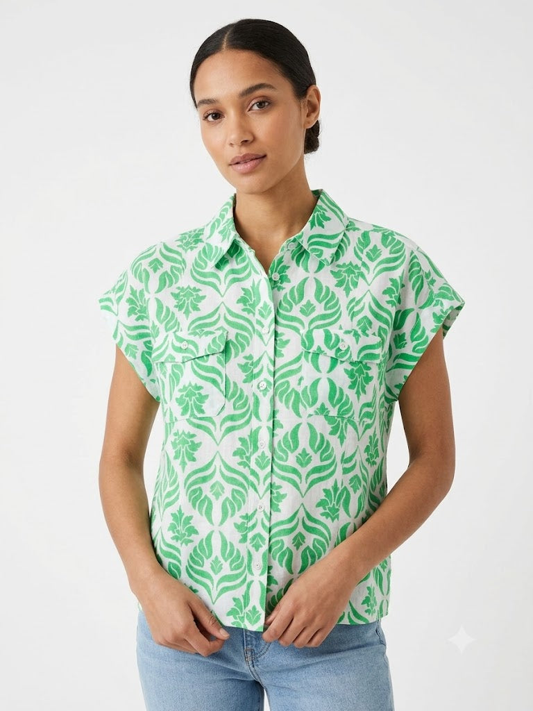Blusa Estampada Blanco-Verde - Noventa
