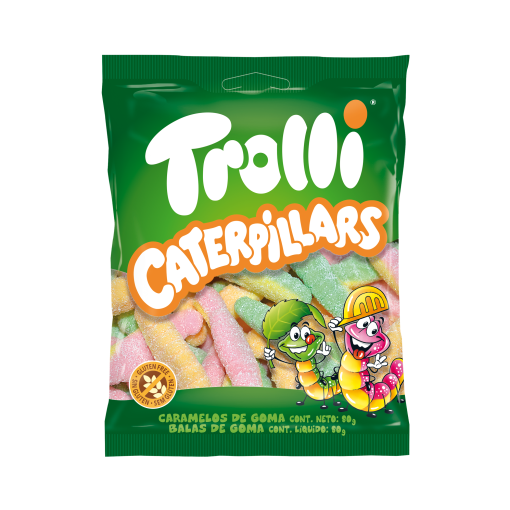 Gomitas agrias de Trolli con forma de gusano en bolsa