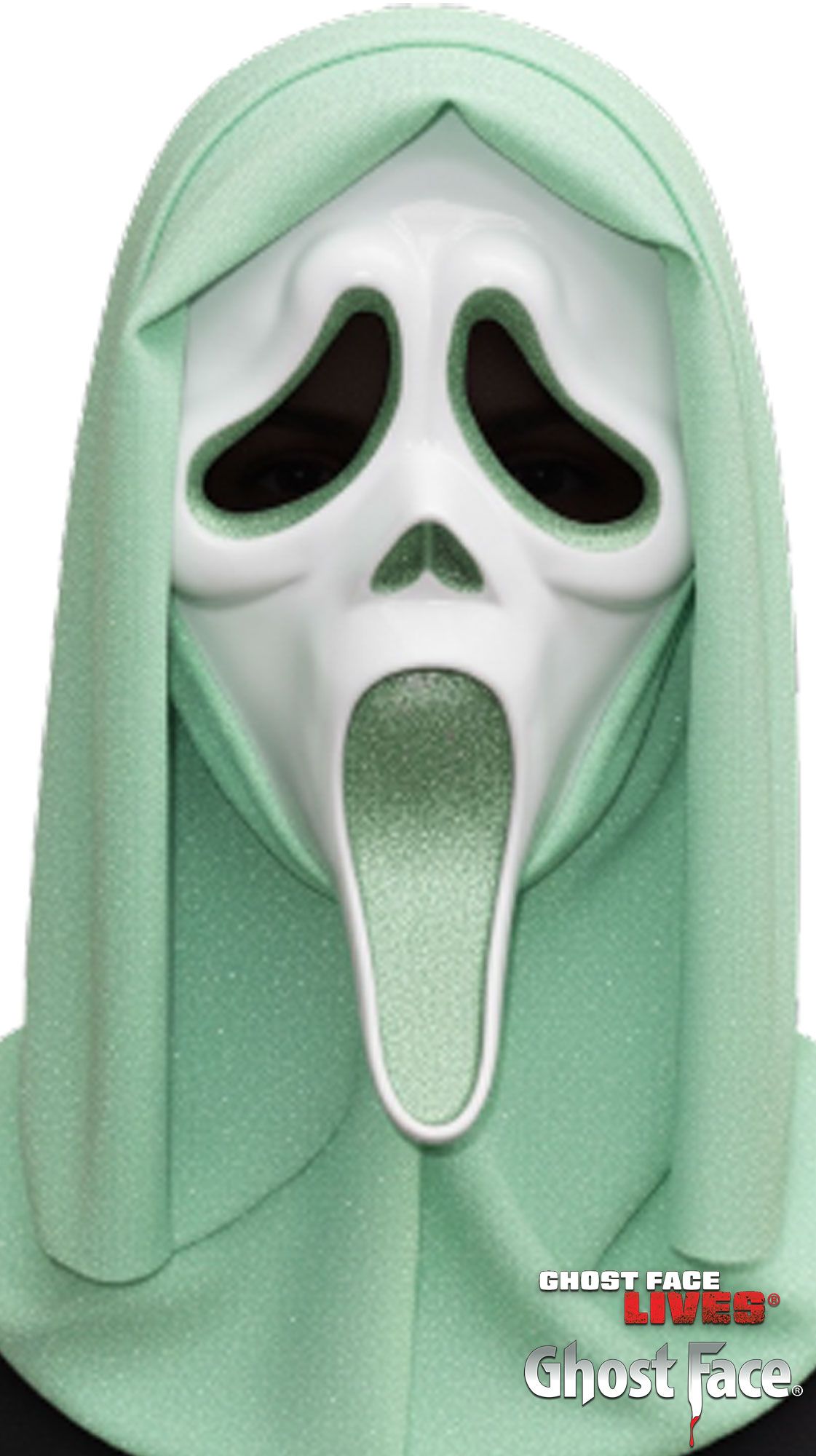 Máscara Ghost Face® con purpurina verde pistacho