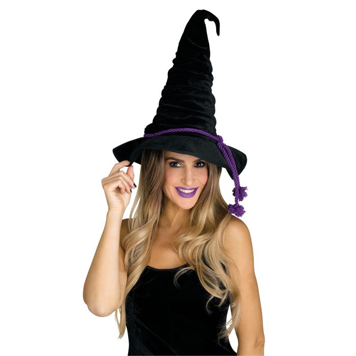 Sombrero de Bruja de Terciopelo Negro