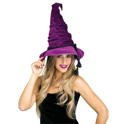 Sombrero de Bruja de Terciopelo Morado