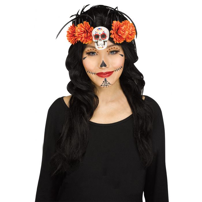 Day of the Dead Headpiece Orange Flowers