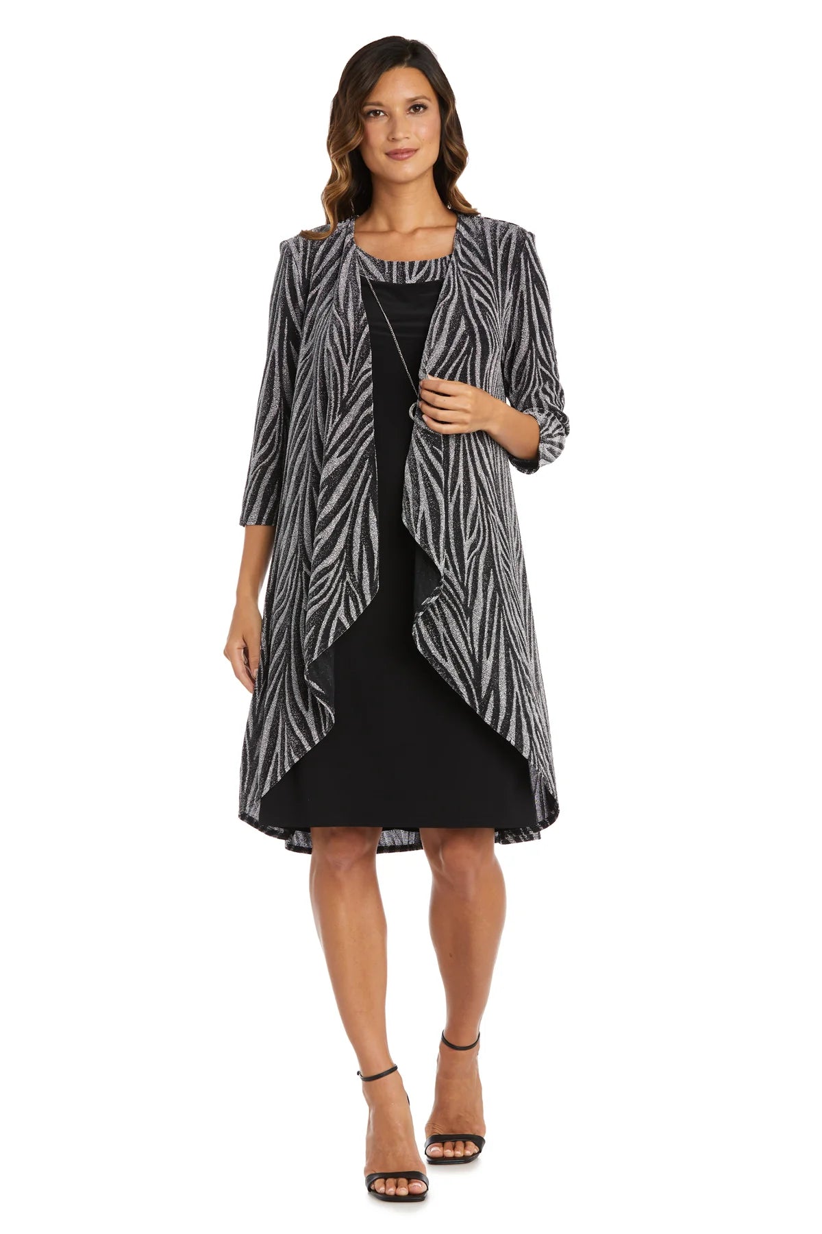 Two-Piece Metallic Knit Jacket Dress - RM Richards