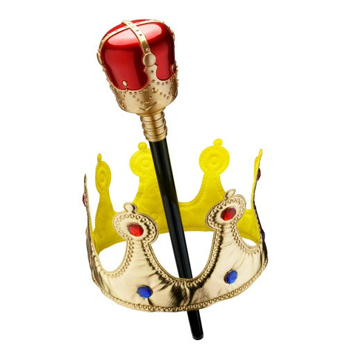 Conjunto de Rey con Corona y Cetro de Oro