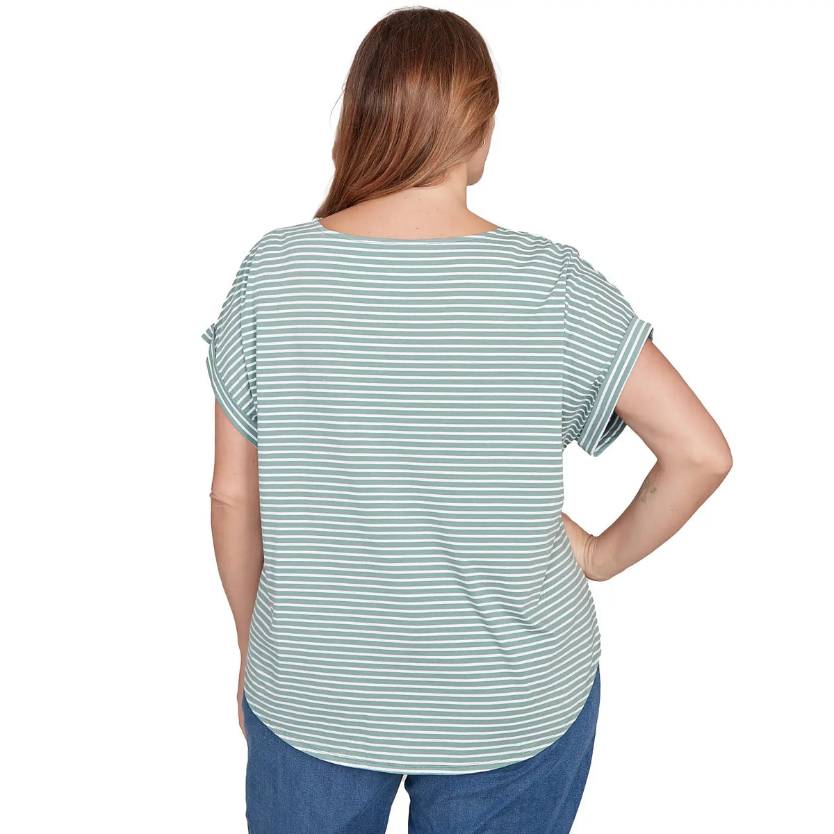 Camiseta de punto de rayas florales talla grande Plus Bayleaf Multi - Ruby Rd