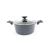Sartén de granito forjado 5QT con mango de vinilo de granito y tapa de vidrio