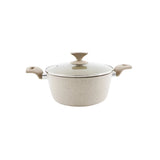 Sartén de granito forjado 5QT con mango de vinilo de granito y tapa de vidrio