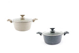 Sartén de granito forjado 5QT con mango de vinilo de granito y tapa de vidrio