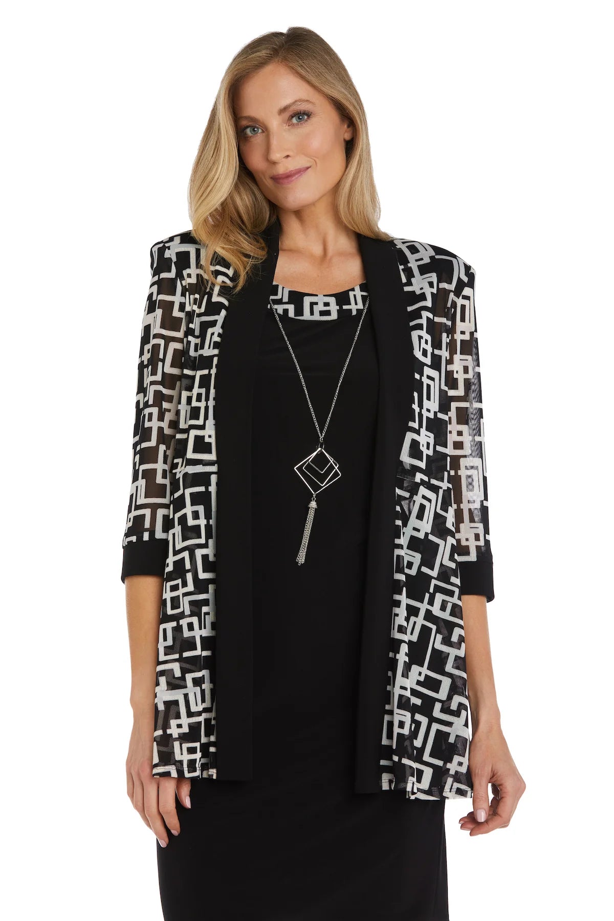 Vestido tipo chaqueta con estampado geométrico hinchado - RM Richards