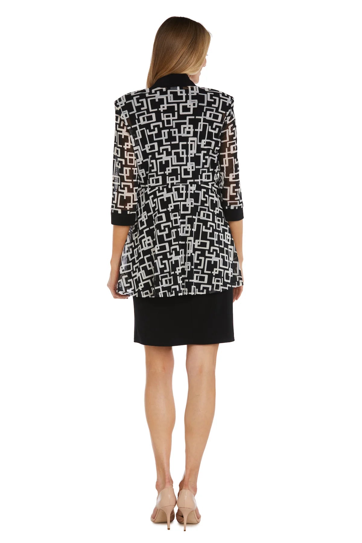 Vestido tipo chaqueta con estampado geométrico hinchado - RM Richards