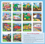 Mi primer libro de pintar con pegatinas: Coches, camiones y trenes