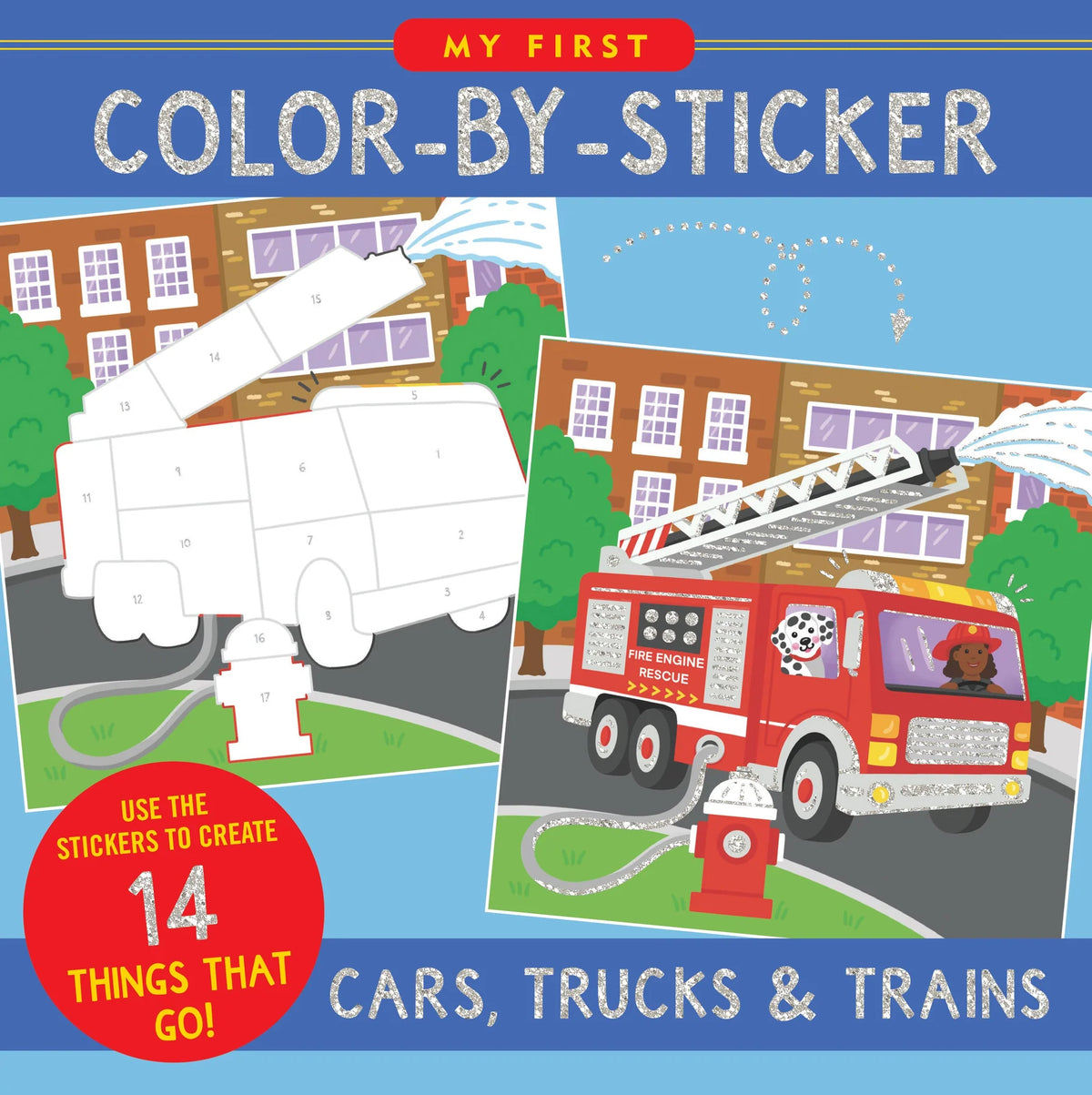 Mi primer libro de pintar con pegatinas: Coches, camiones y trenes