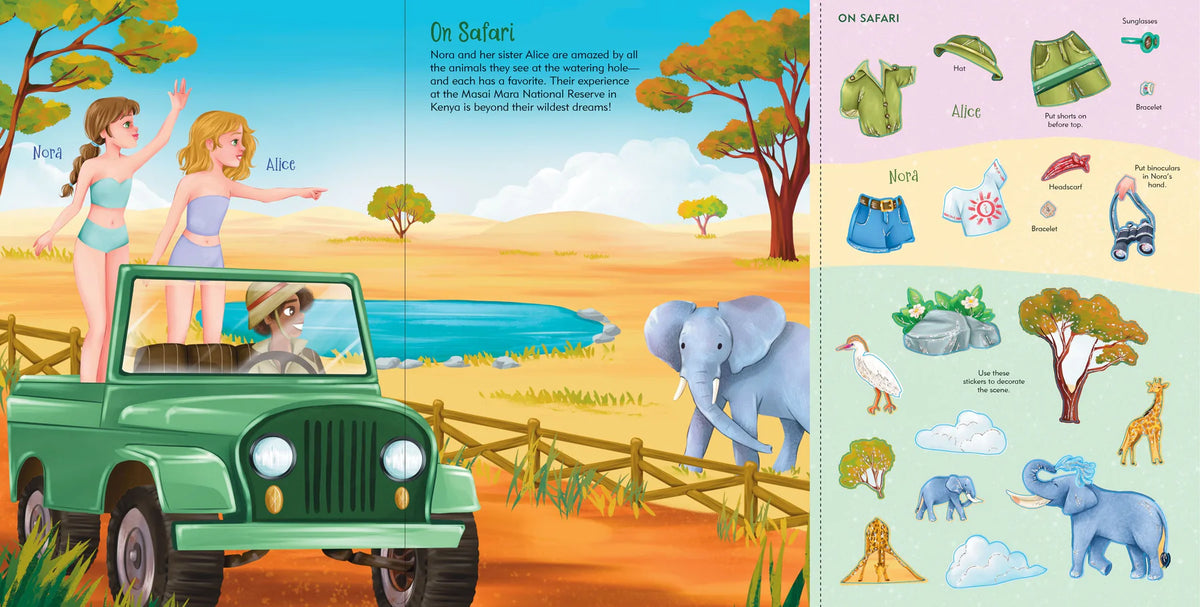 Libro de pegatinas para vestir muñecas de vacaciones
