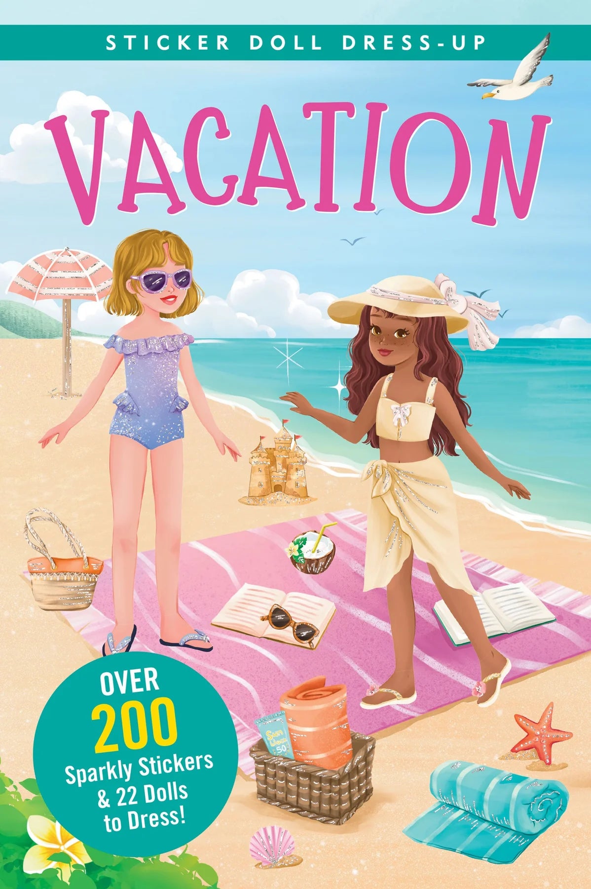Libro de pegatinas para vestir muñecas de vacaciones