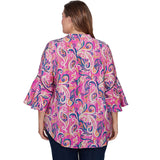Blusa de Gasa Estampado Cachemir Talla Grande Dahlia Multi - Ruby Rd