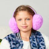 Orejeras de piel sintética con pompón para niña, color morado