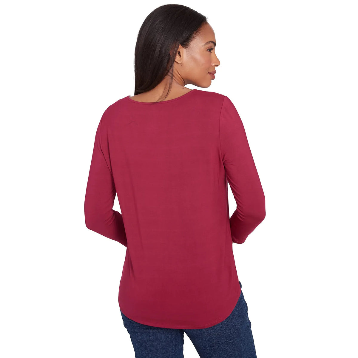 Top de punto liso adornado con cadena de bayas - remolacha - Ruby Rd