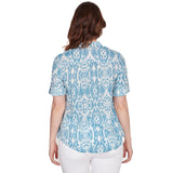 Camiseta de botones Lotus Ikat Navy Multi - Ruby Rd