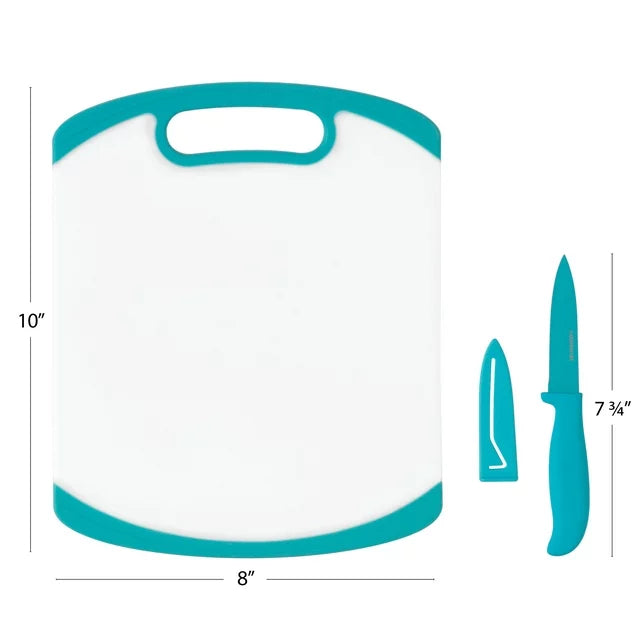 Tabla de polietileno de 8" x 10" con cuchillo mondador de 3.5" y funda