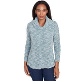 Cowl Neck Cozy Boucle Knit Top Jade - Ruby Rd