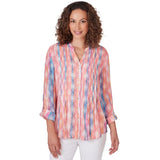 Top delantero abotonado de rayas tejidas en multicolor de loros - Ruby Rd