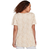 Camiseta con estampado en relieve de macramé con cuentas, yute, varios - Ruby Rd