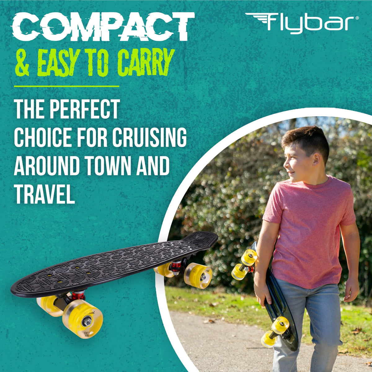 Flybar Wheels Skateboard Plástico Crucero led 22 Negro y Amarillo