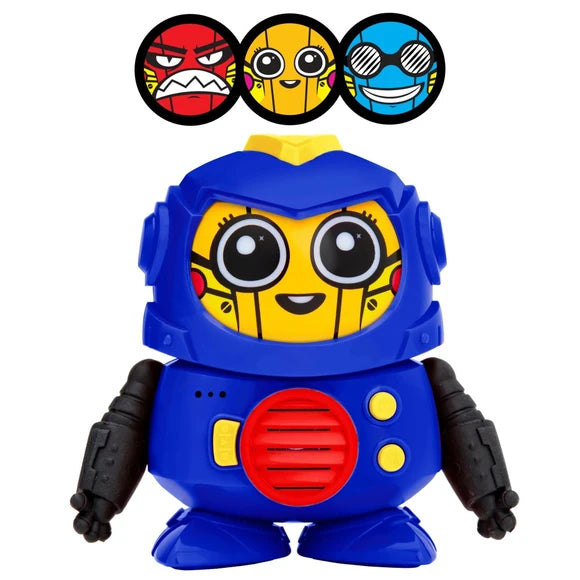 Robot interactivo Tok Tok 3 de juguete con diferentes caras y sonidos en azul