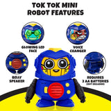 Robot interactivo Tok Tok 3 de juguete con diferentes caras y sonidos en azul